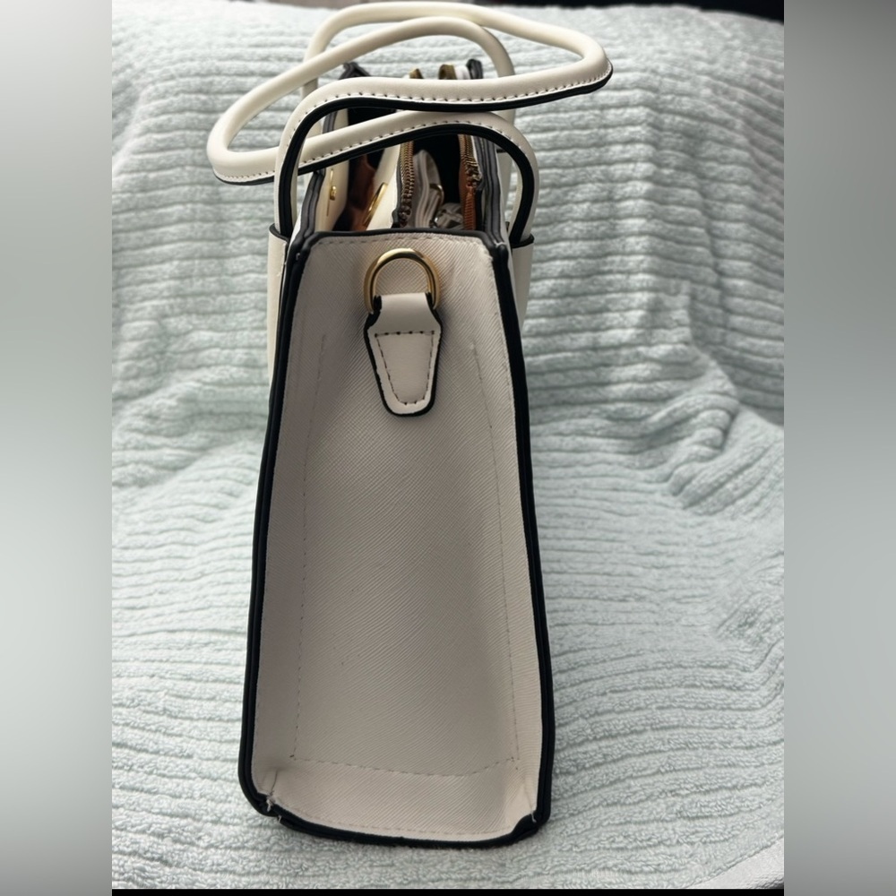 Women Crossbody Tote Bag PU Leather Tote Top Handle Satchel Shoulder Bag, White - Picture 14 of 14